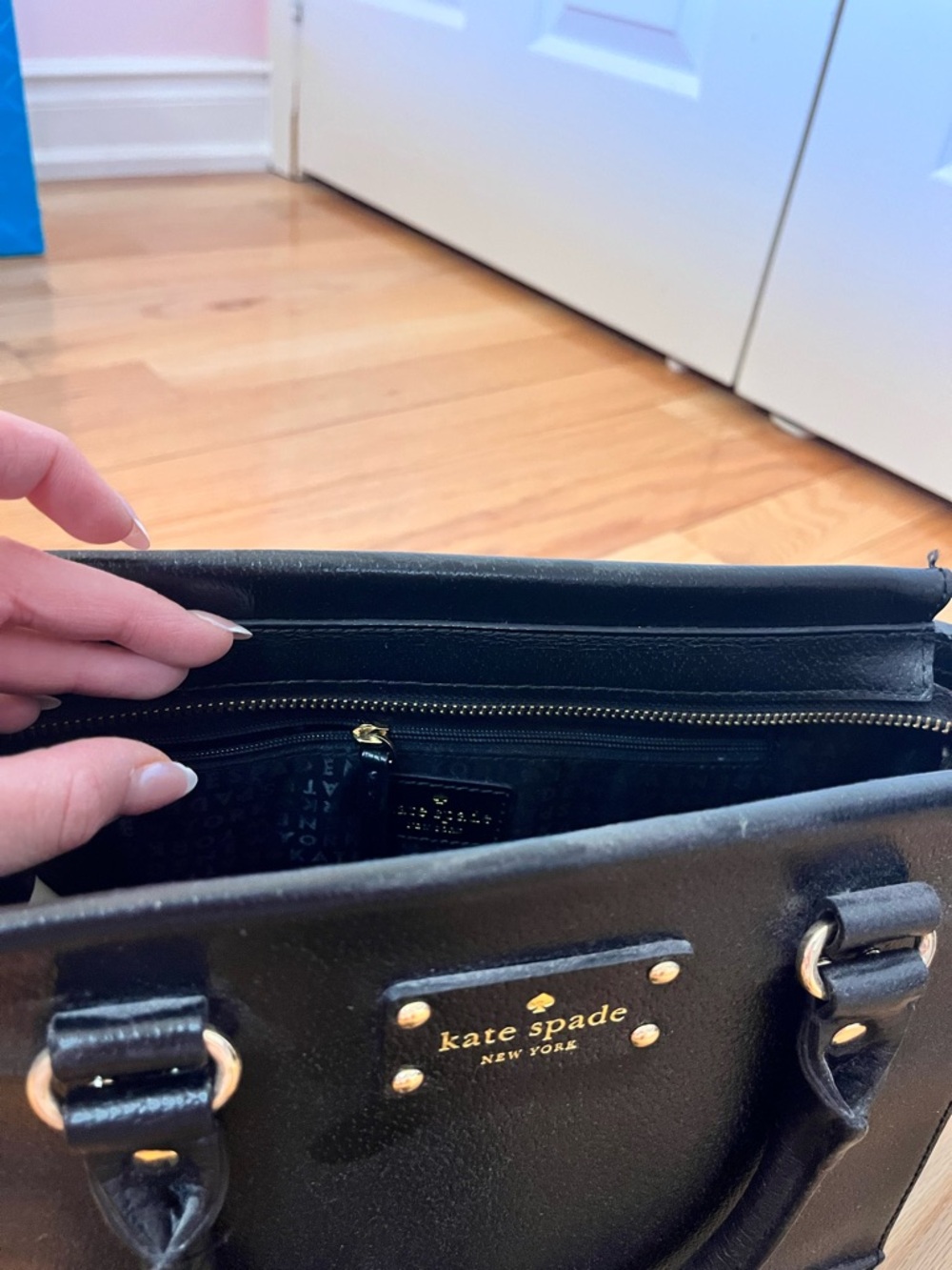kate spade Black Leather Structured Top-Handle Satchel - Picture 6 of 6